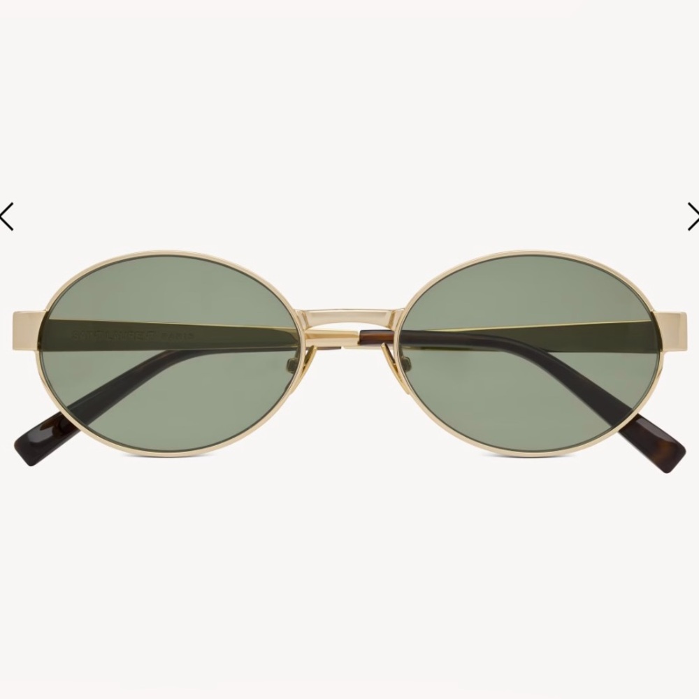 Saint Laurent Eyewear Oval Frame Sunglasses (Green/Gold)